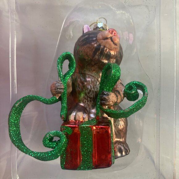 Vintage Kurt Adler Linnea Riley Glass Tabby Cat Ornament Art Institute Chicago - Picture 7 of 10